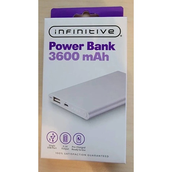 Infinitive Power Bank 3600 mAh, Portable Rechargeable Battery Back Up, NEW - Picture 1 of 6